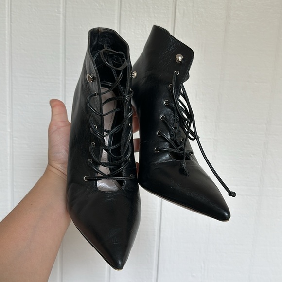 MIU MIU LACE UP STILETTO ANKLE BOOTS - Picture 4 of 17
